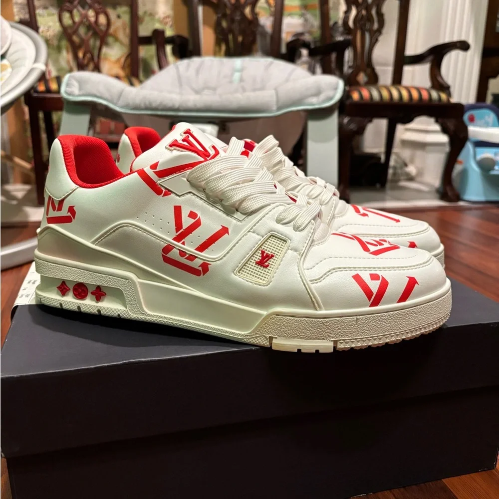 Louis Vuitton Red and White Sneakers - Picture 2 of 7